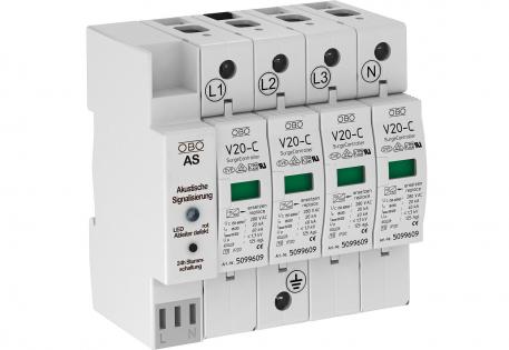 Surge arrester, 4-pole with audible signalling 280 V 4 | 280 | IP20