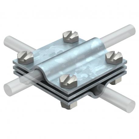 Cross-connector with intermediate plate for Rd 8−10 mm FT