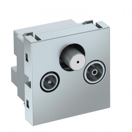 Мультимедійна розетка для підключення TV/ Radio/SAT, алюміній алюмінієвий лакований