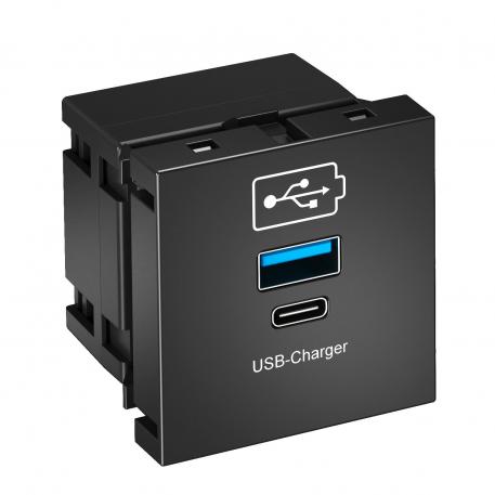 USB charging device чорно-сірий; RAL 7021