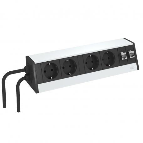 Deskbox DB, freely placeable, 2+2 sockets, 2x RJ45 Cat. 6