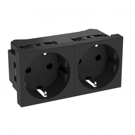 0° socket, protective contact, double 2 | Double 0° | чорно-сірий; RAL 7021