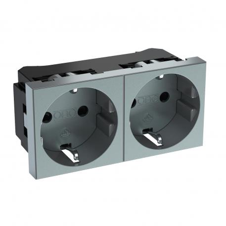 0° socket, protective contact, double 2 | Double 0° | алюмінієвий лакований