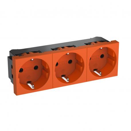 0° socket, protective contact, triple 3 | Triple 0° | Pure orange; RAL 2004