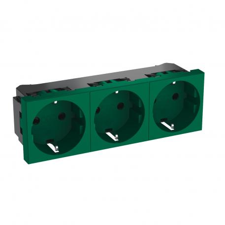 0° socket, protective contact, triple 3 | Triple 0° | Mint green; RAL 6029