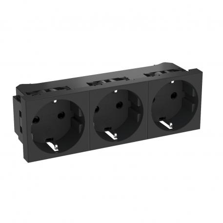0° socket, protective contact, triple 3 | Triple 0° | Black-grey; RAL 7021