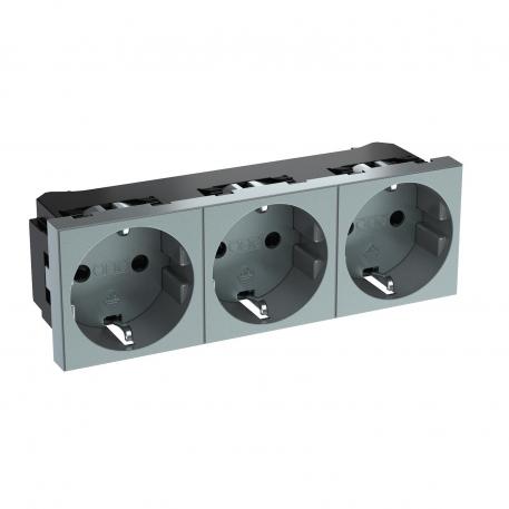 0° socket, protective contact, triple 3 | Triple 0° | Aluminium painted