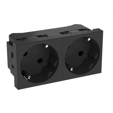 33° socket, protective contact, double 2 | Double 33° | Black-grey; RAL 7021