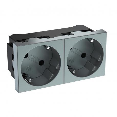 33° socket, protective contact, double 2 | Double 33° | Aluminium painted