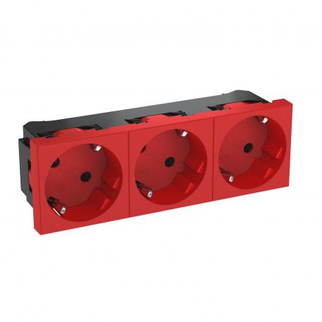 33° socket, protective contact, triple 3 | Triple 33° | Signal red; RAL 3001