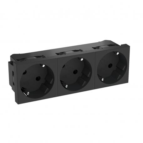 33° socket, protective contact, triple 3 | Triple 33° | Black-grey; RAL 7021
