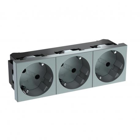 33° socket, protective contact, triple 3 | Triple 33° | Aluminium painted